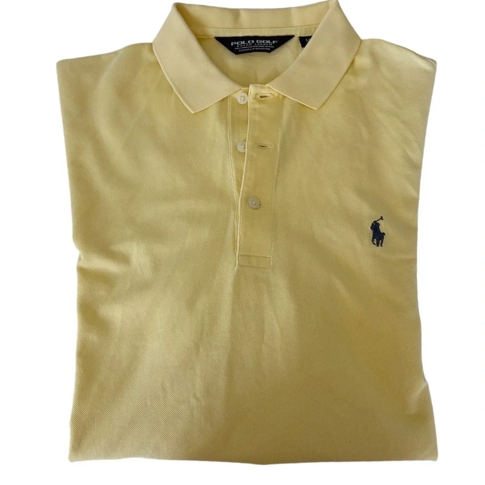 Polo Golf Ralph Lauren Pima Cotton Shirt Mens M Butter Yellow‎ Pony Logo Golf